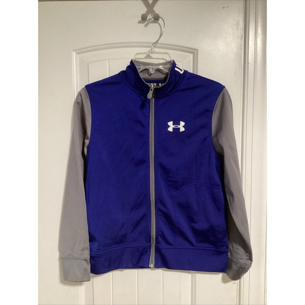 Under Armour Youth Boys Zip Up Sweater Medium Blue Grey